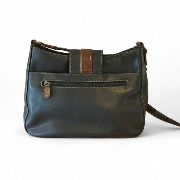 Black and brown faux leather shoulder bag with adjustable strap - Picture 2 of 4